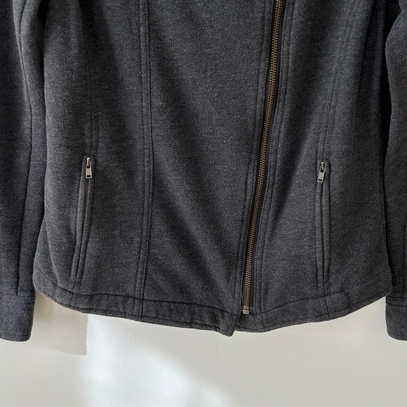 J Jill Charcoal Gray Cotton Terry Knit Zip Jacket - Picture 4 of 16